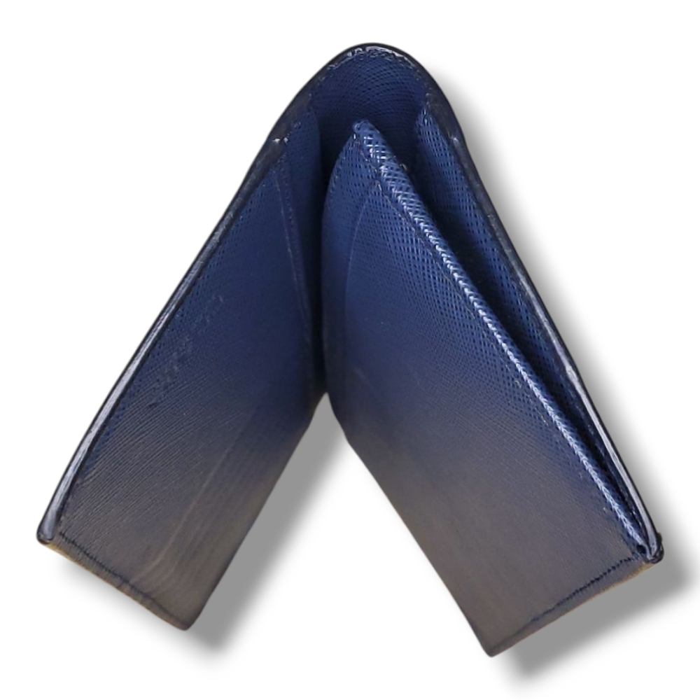 Prada Bicolor Black & Blue Saffiano Leather Long Wallet Sleek Minimalist Design - Picture 7 of 14
